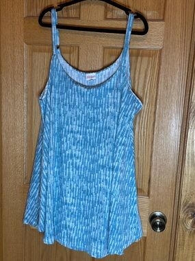 LULAROE LYNN ROMPER DRESS blue & white print size XL